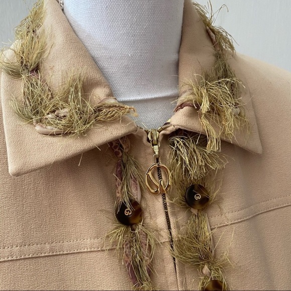 St. John Sport Khaki 2 piece fringe pant suit set - Picture 9 of 16